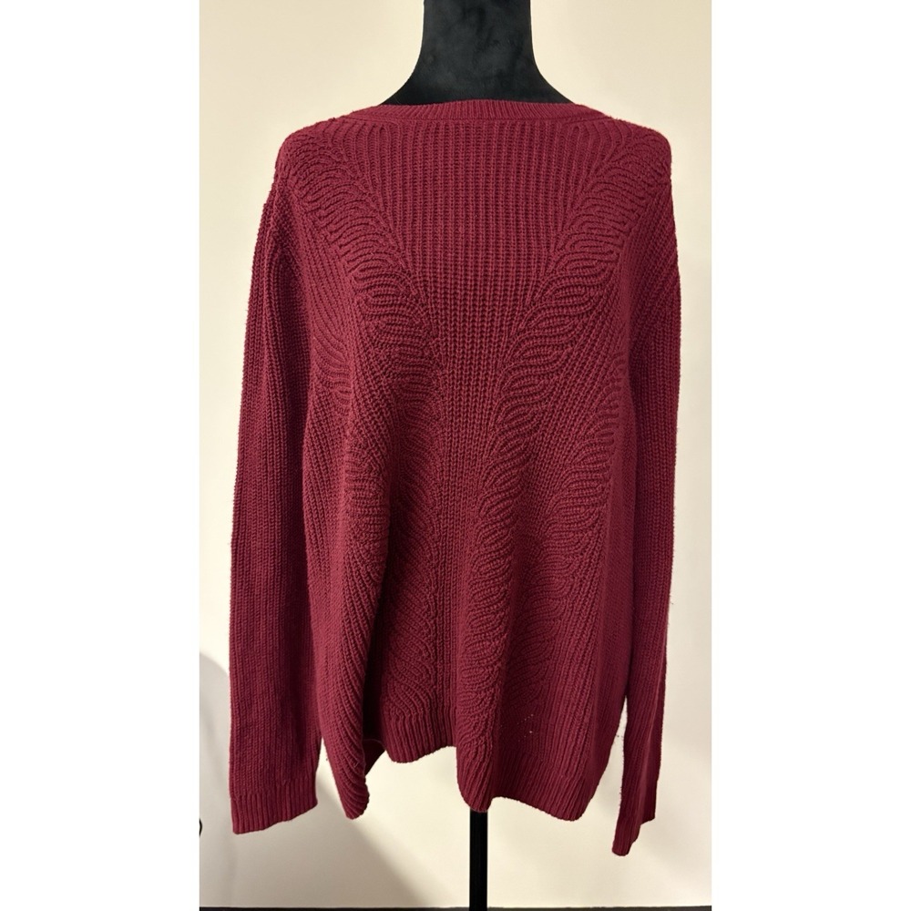 Croft & Barrow Burgundy Cable Knit Sweater XXL Cotton Blend Pullover